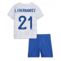 Frankrike Lucas Hernandez #21 Bortadräkt Barn VM 2022 Kortärmad (+ Korta byxor)